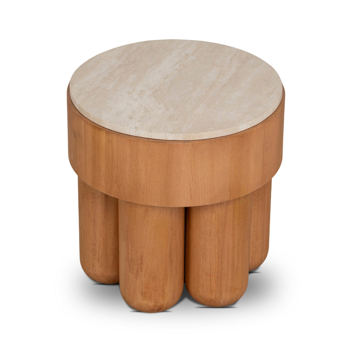 Withoak 50cm Round Travertine Side Table
