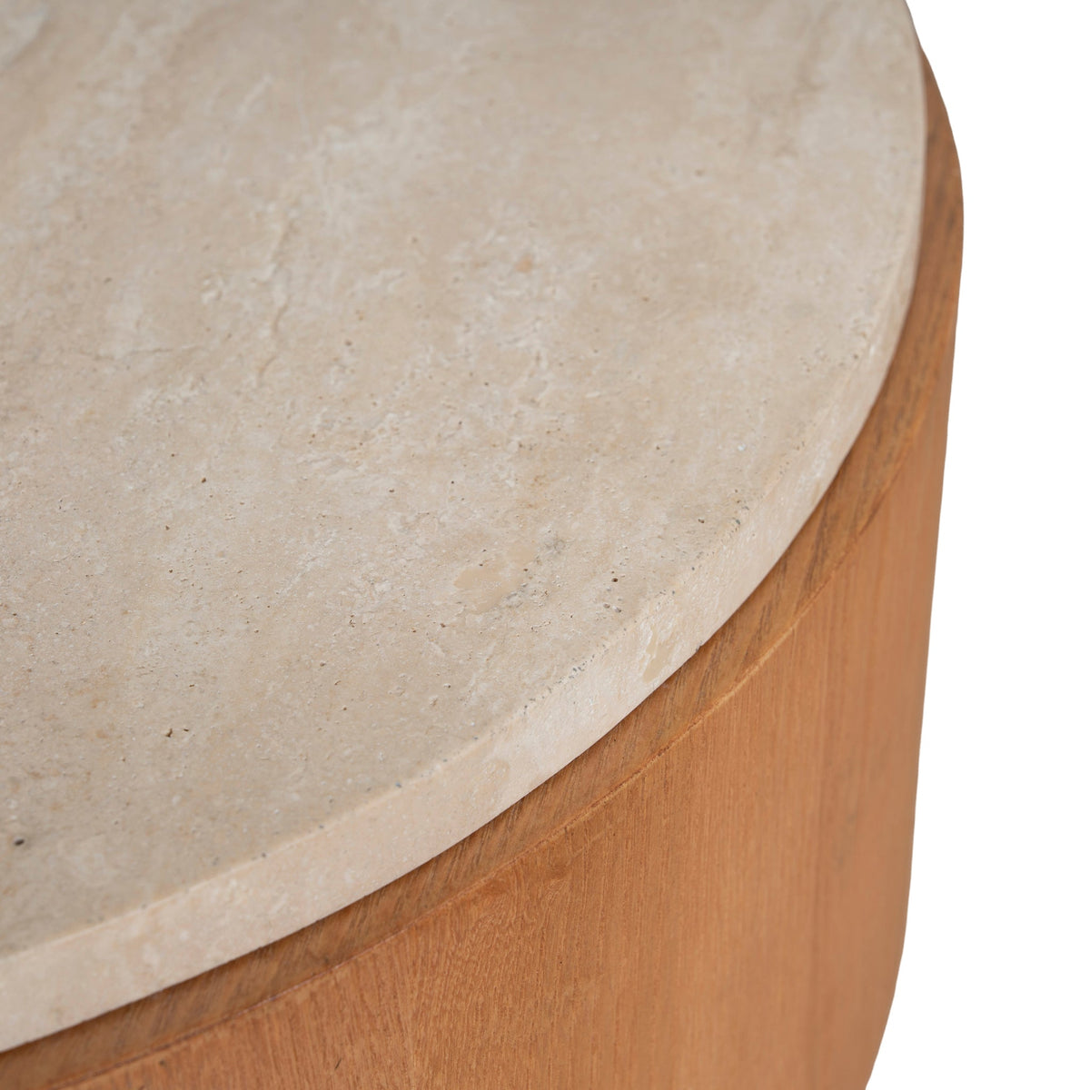 Withoak 50cm Round Travertine Side Table