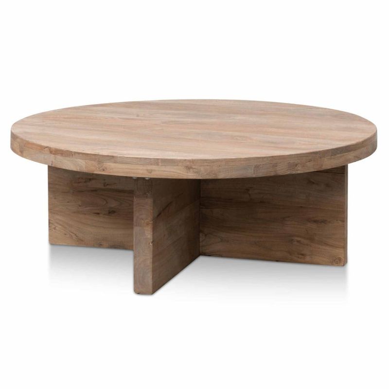 Sagebrook 100CM Round Coffee Table Natural Thick Base