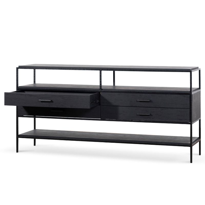 Seabreeze 160CM Sideboard Unit Full Black Angle View
