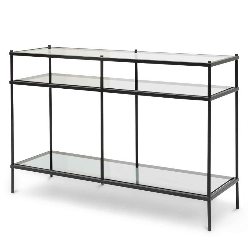 Seaside 120CM Grey Glass Console Table Black Angle