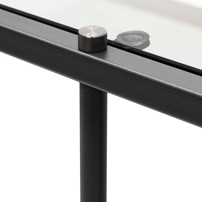 Seaside 120CM Grey Glass Console Table Black Black Base