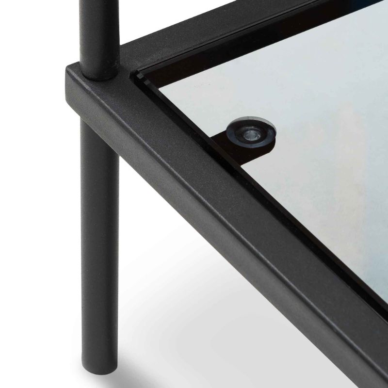 Seaside 120CM Grey Glass Console Table Black Frame