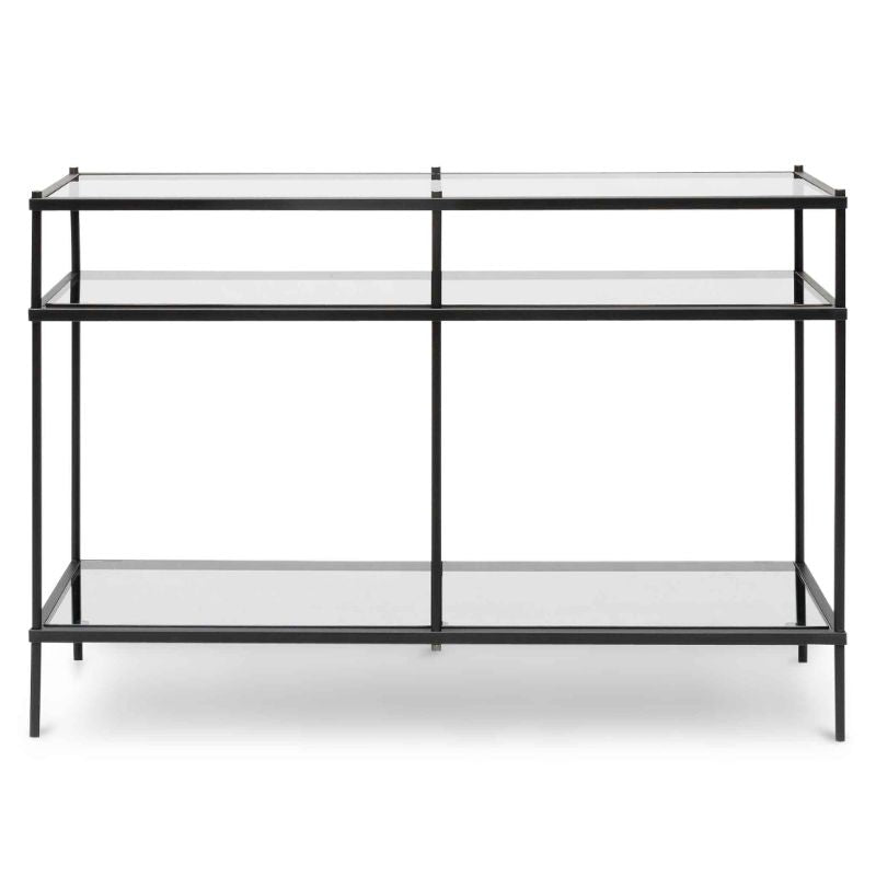 Seaside 120CM Grey Glass Console Table Black Front