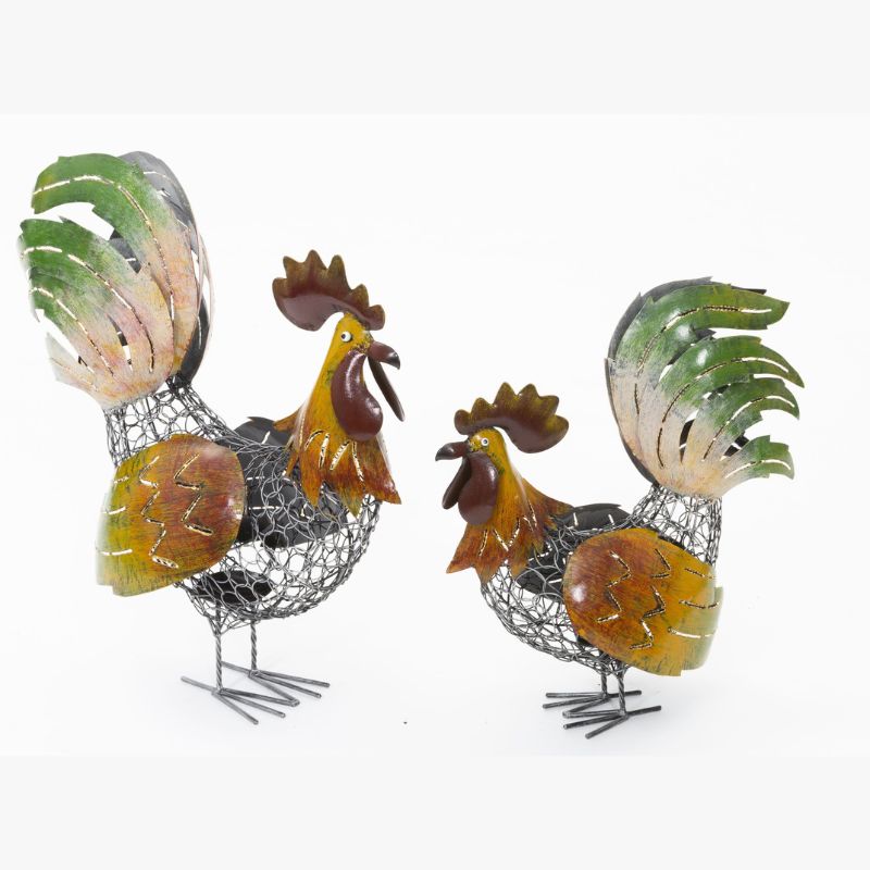 Set Of 2 Quirky Doodle Doo And Peck Candle Holder