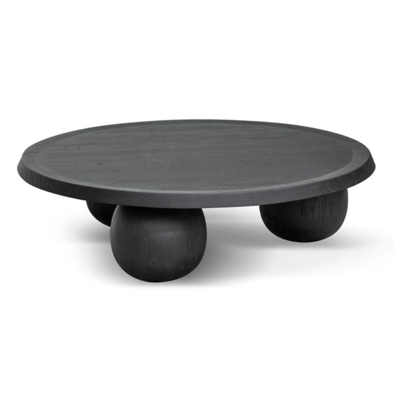 Shelbourne 100CM Elm Ball Coffee Table Black Full View