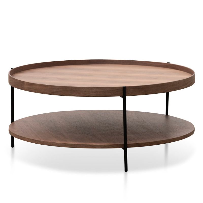 Shelley 90CM Round Coffee Table Walnut Front