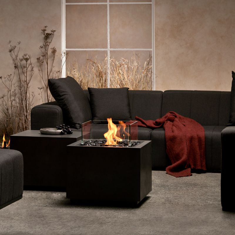 Sidecar 24 Ethanol Fire Pit Table Graphite With Sofa Set