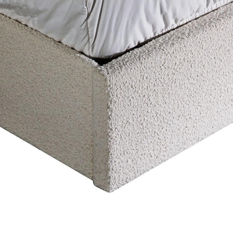 Silvergate Fabric King Bed Ivory White Corner