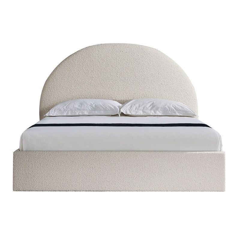 Silvergate Fabric King Bed Ivory White Front View