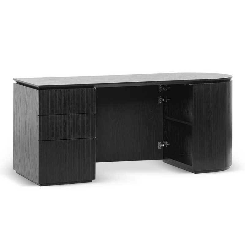 Silverstone 177CM Left Drawer Office Desk Black Angle View