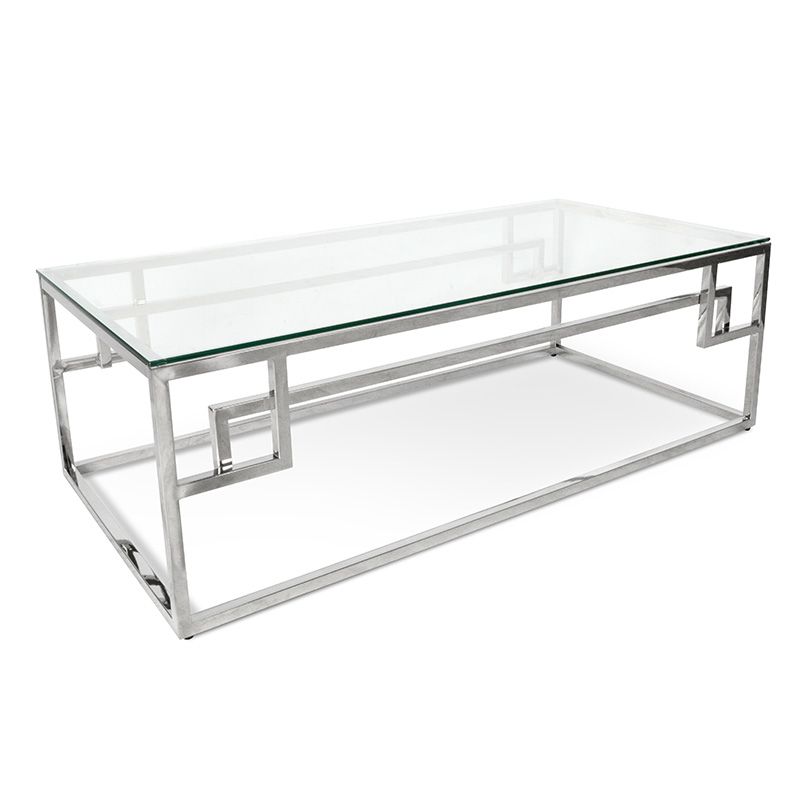Somerset 12M Glass Coffee Table Stainless Steel Angle