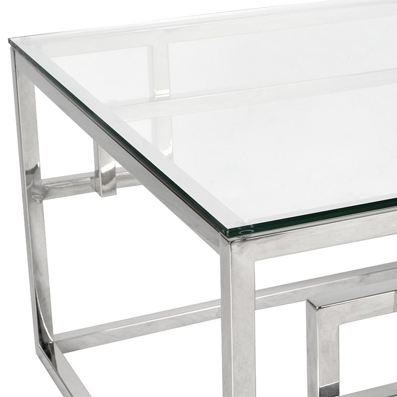 Somerset 12M Glass Coffee Table Stainless Steel Corner