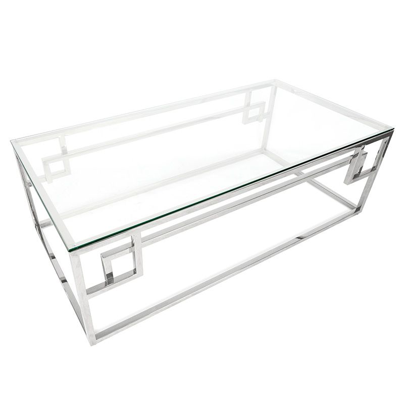 Somerset 12M Glass Coffee Table Stainless Steel Top View