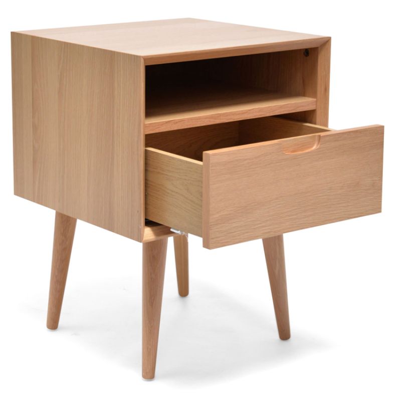 Springfield Wooden Bedside Table Natural Angle View