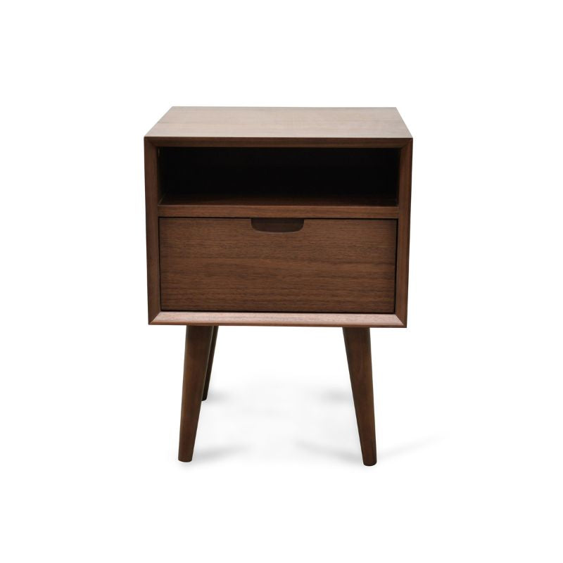 Springfield Wooden Bedside Table Walnut Front View