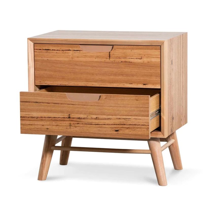 Stanford Bedside Table Wormy Chestnut Last Drawer Open
