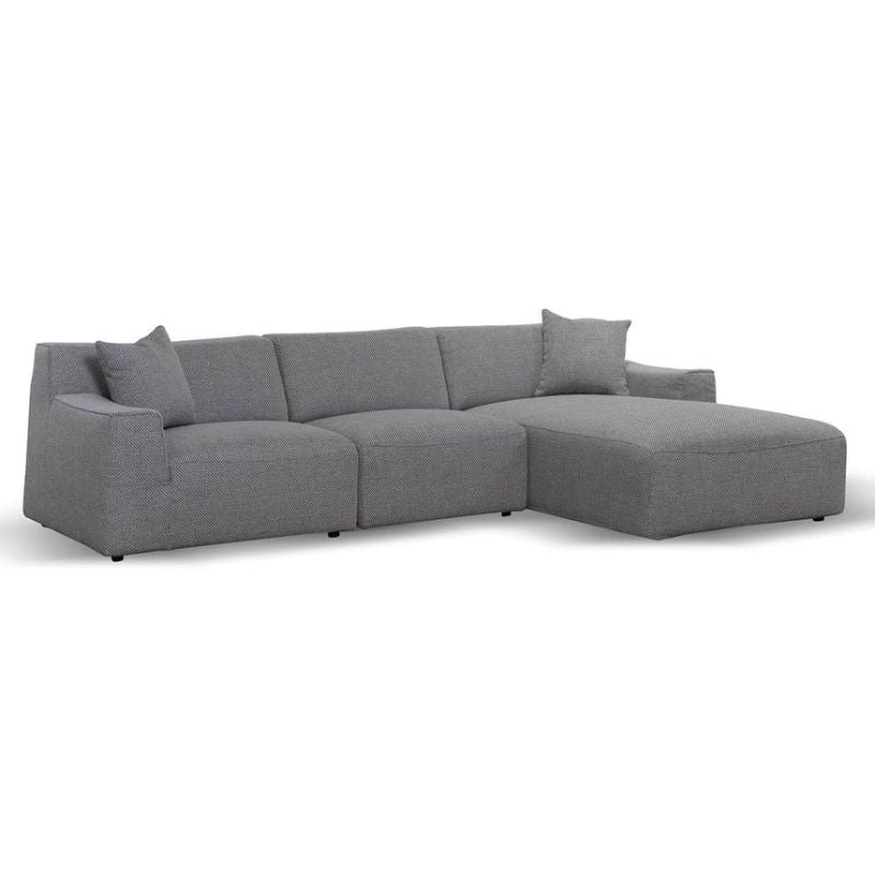 Stoneview 3 Seater Right Chaise Sofa Noble Grey Angle View