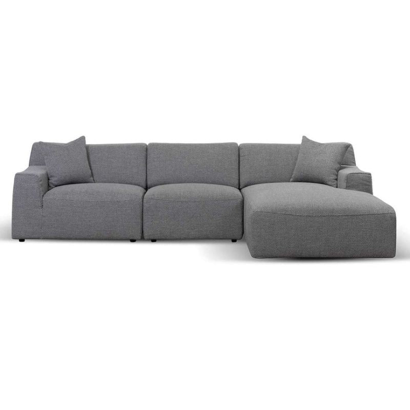 Stoneview 3 Seater Right Chaise Sofa Noble Grey Front Side View