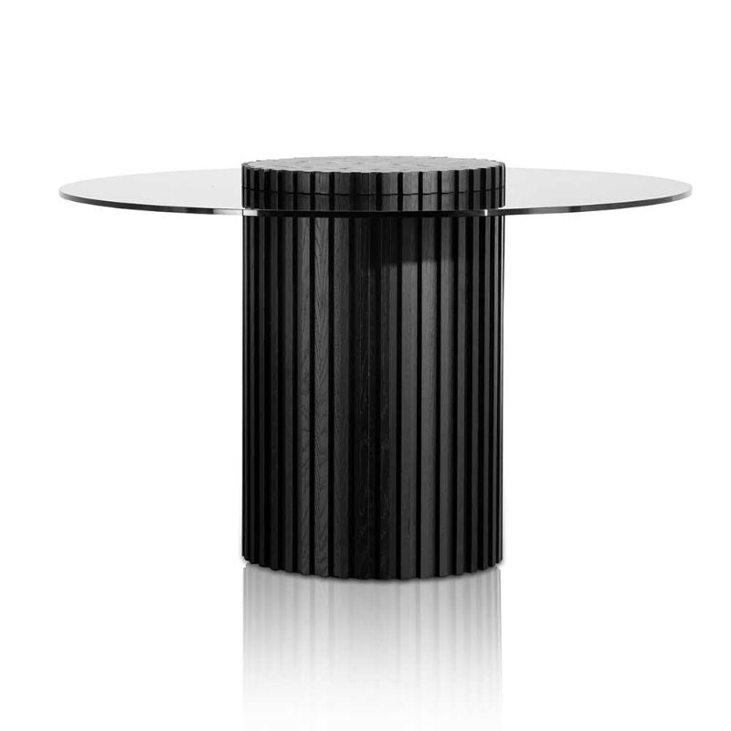 Stoneybrook 120CM Grey Glass Round Dining Table Black