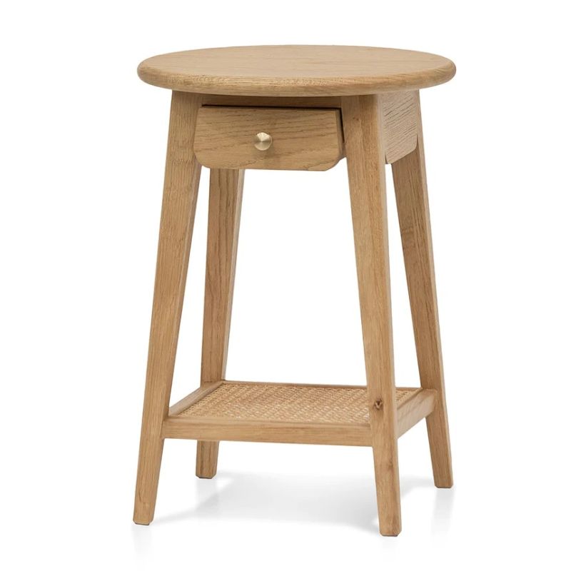 Stonybrook Round Side Table Natural Angle
