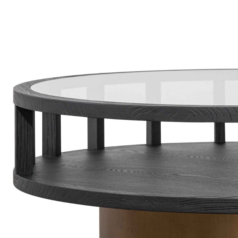 Stratford 86CM Round Black Coffee Table Left Side View