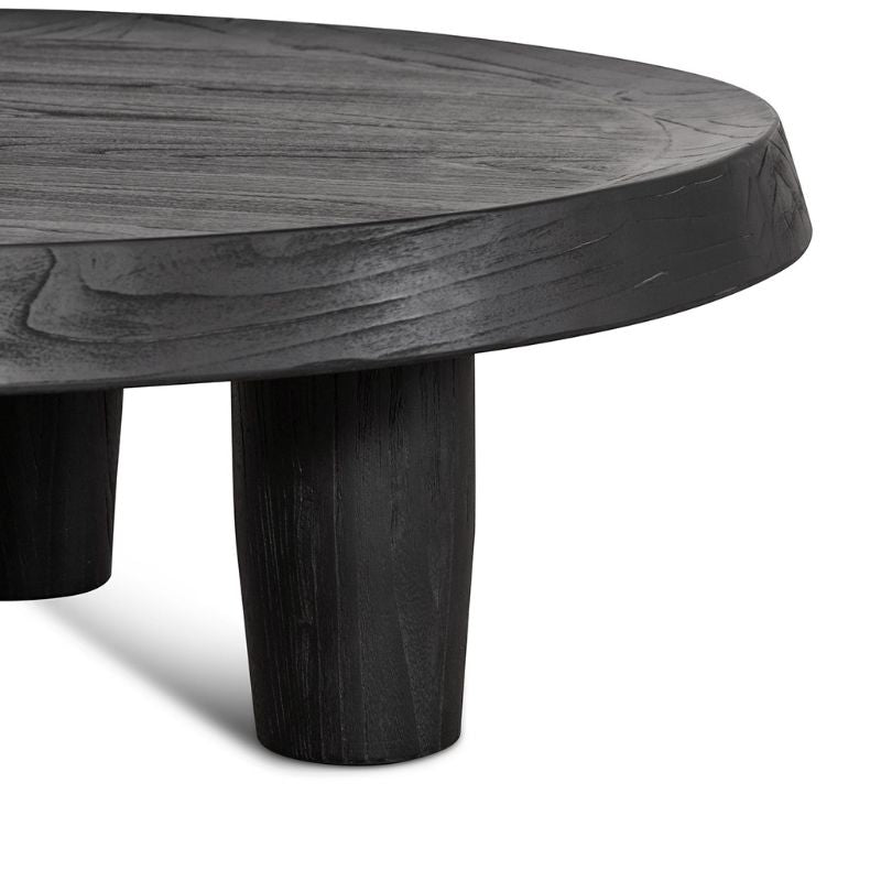 Tennyson 100CM Round Coffee Table Black Top With Legs