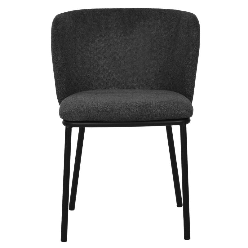 Thackeray Fabric Dining Chair Set Of 2 Charcoal Grey Front