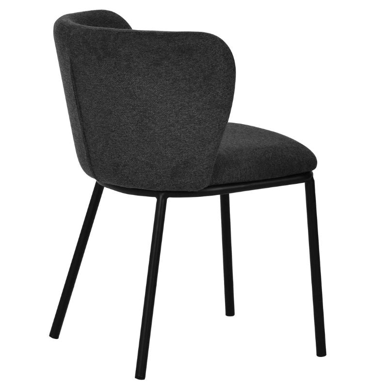 Thackeray Fabric Dining Chair Set Of 2 Charcoal Grey Side
