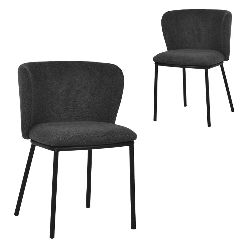 Thackeray Fabric Dining Chair Set Of 2 Charcoal Grey