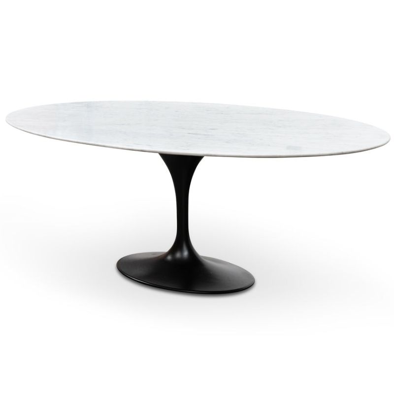 Thistlebrook 200CM Marble Dining Table Black Base Front View