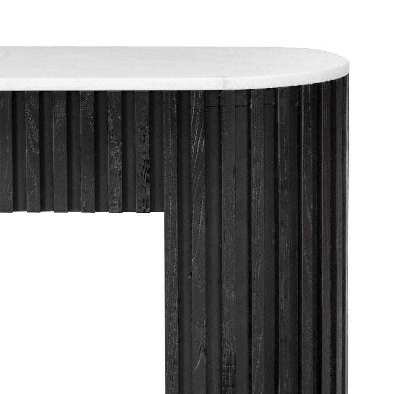 Torrance 160CM 16M White Marble Console Table Black Right Side View
