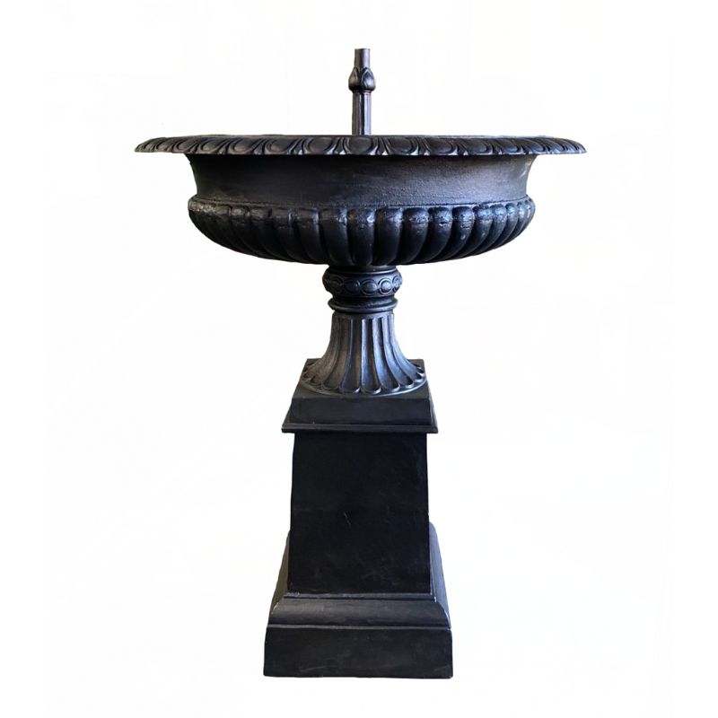 Toulouse Cast Iron Garden Urn And Pedestal Set Black