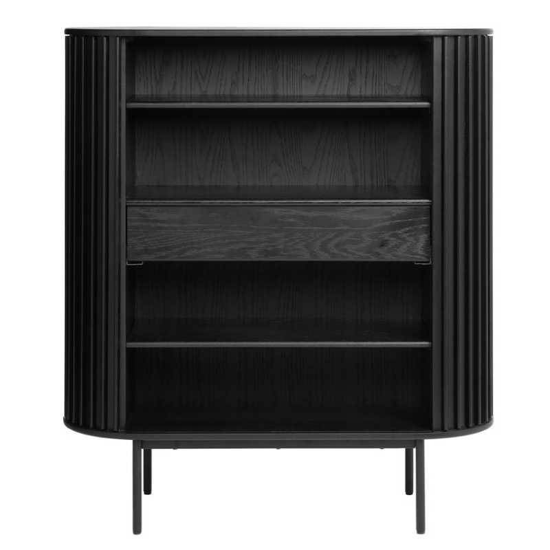 Tulipwood 110CM Storage Cabinet Black Both Drawer Open View