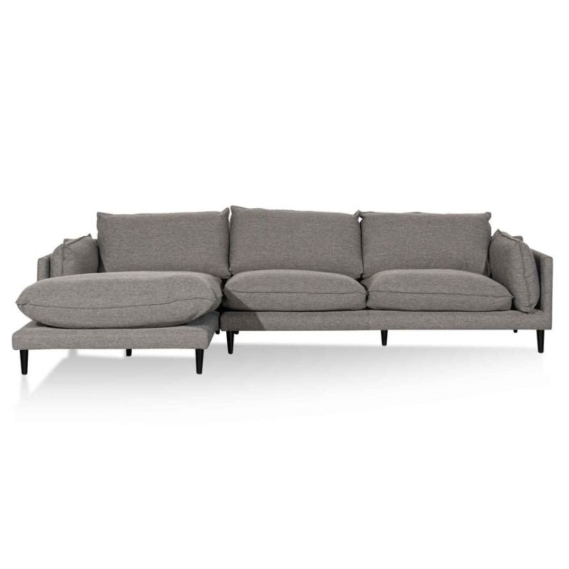 Valleybrook 4 Seater Left Chaise Fabric Sofa Graphite Grey Front View