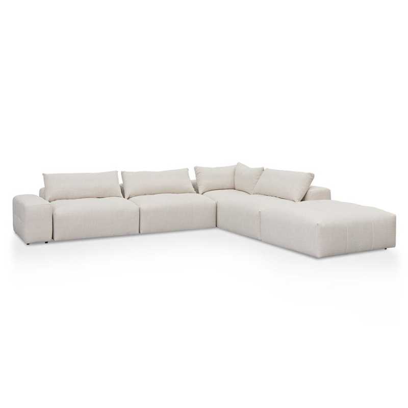 Valleyview Chaise Fabric Sofa Taupe Beige Angle