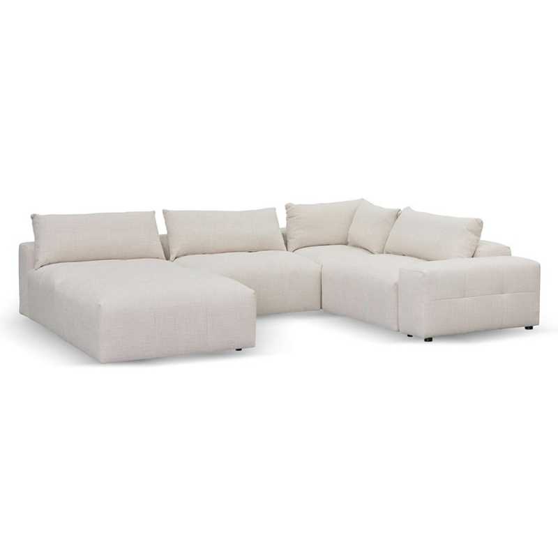 Valleyview Chaise Fabric Sofa Taupe Beige Front Angle View