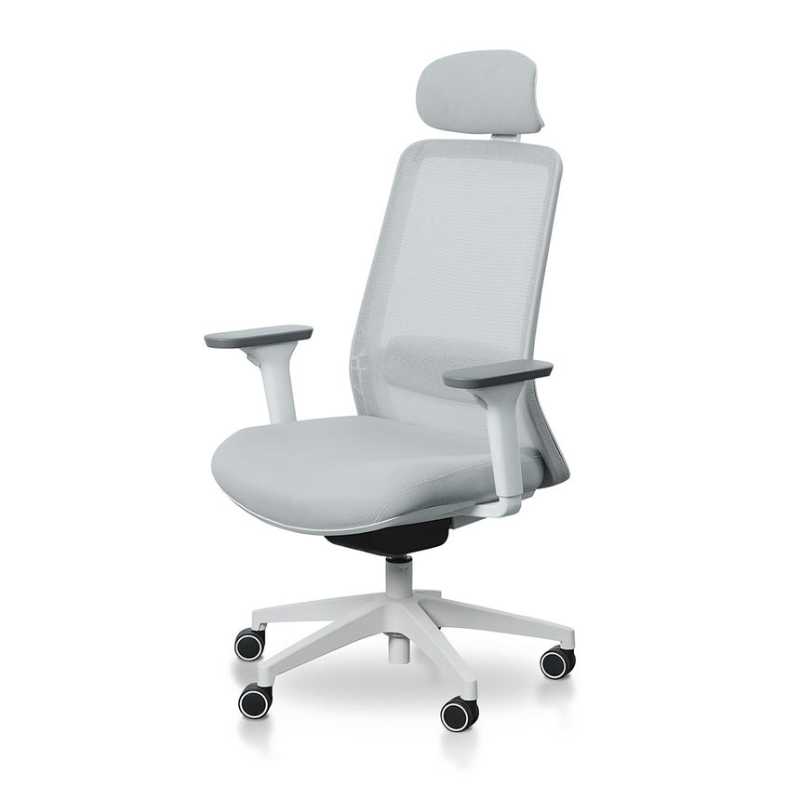 Viewcrest Mesh Office Chair Cloud Grey With White Base Angle View