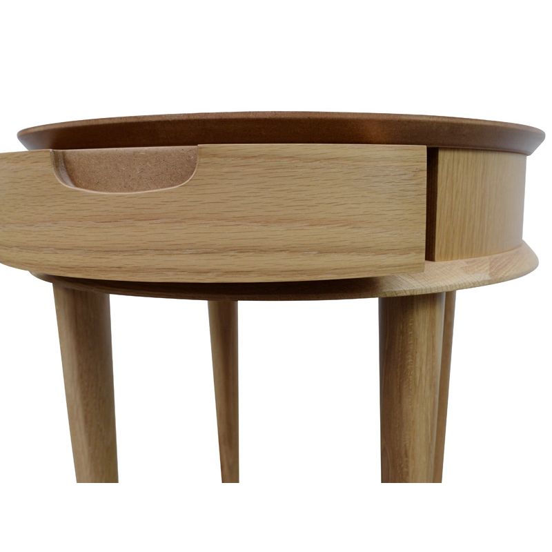 Wave Lamp Side Table With Drawers Natural Drawer Close