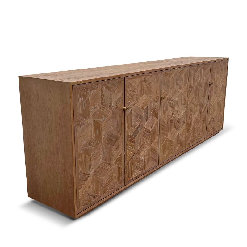 Westbrook 240CM Elm Sideboard Unit Natural Angle View