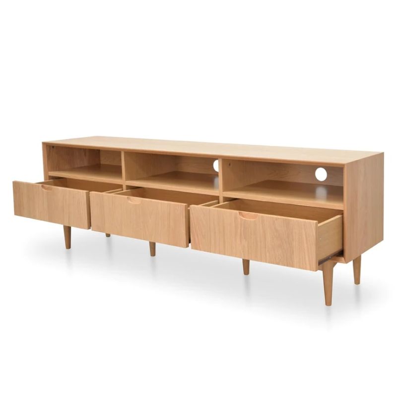 Wexford 180CM Tv Entertainment Unit Natural Angle Open Drawer