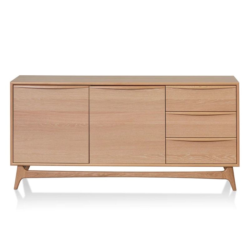 Wide Sideboard Unit With Drawers Natural Oak Front View