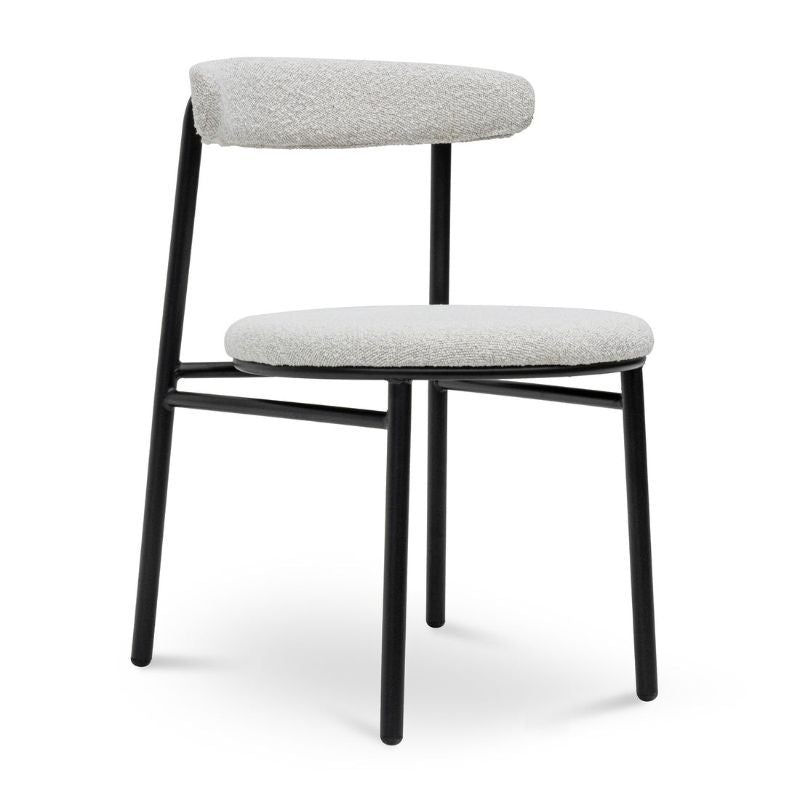 Willoughby Fabric Dining Chair Moon White And Black Angle