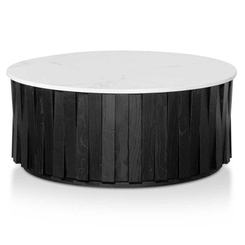 Winchester Round Marble Coffee Table Black And White Front