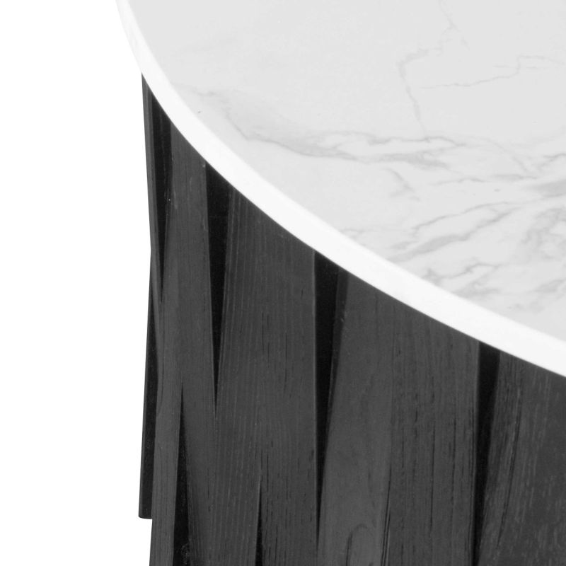 Winchester Round Marble Coffee Table Black And White Legs
