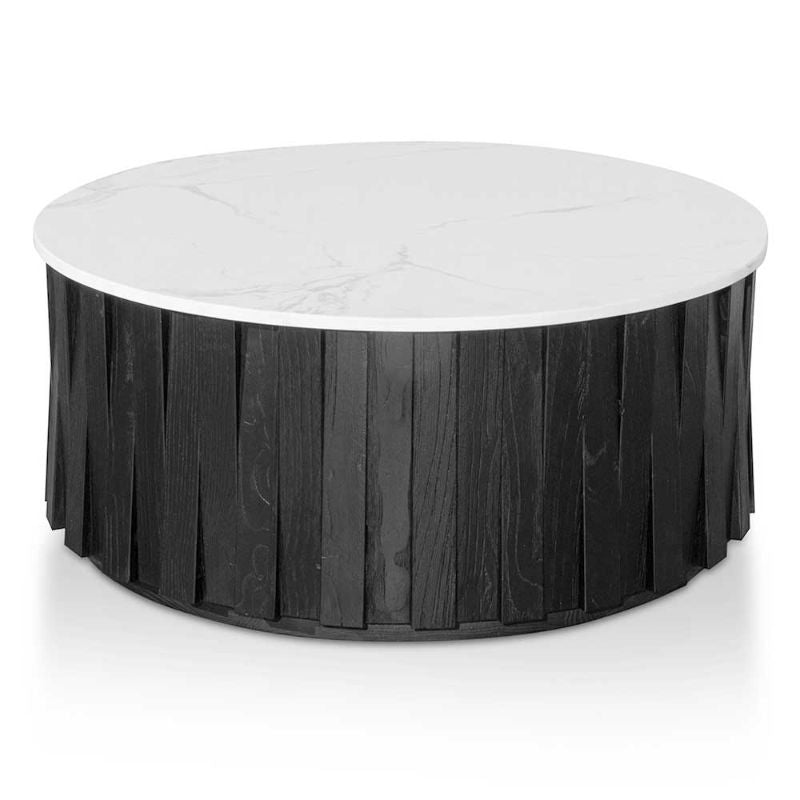 Winchester Round Marble Coffee Table Black And White Side