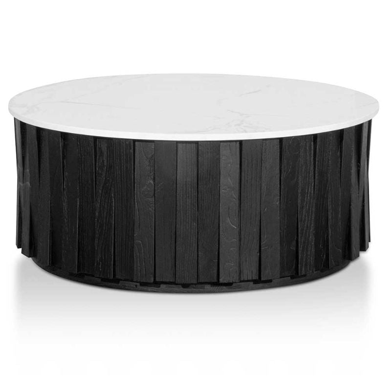 Winchester Round Marble Coffee Table Black And White