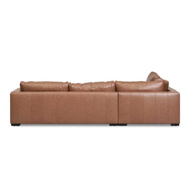 Windybrook Left Chaise Leather Sofa Caramel Brown Back Side View