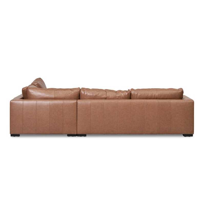 Windybrook Right Chaise Leather Sofa Caramel Brown Back Side View