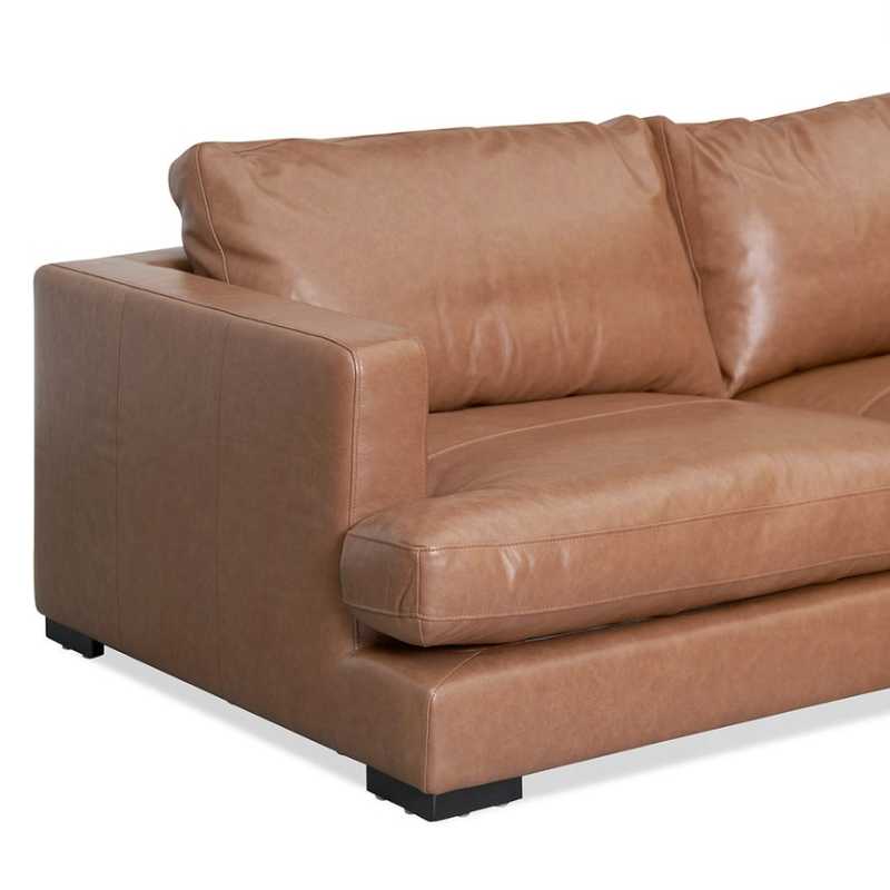 Windybrook Right Chaise Leather Sofa Caramel Brown Left Side Handrest View